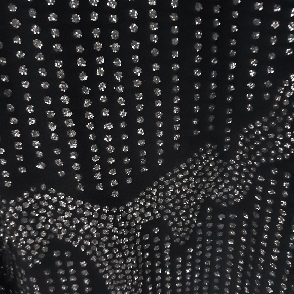 Vintage 80's Good Times Black Sparkle Blouse L/XL - Picture 4 of 6